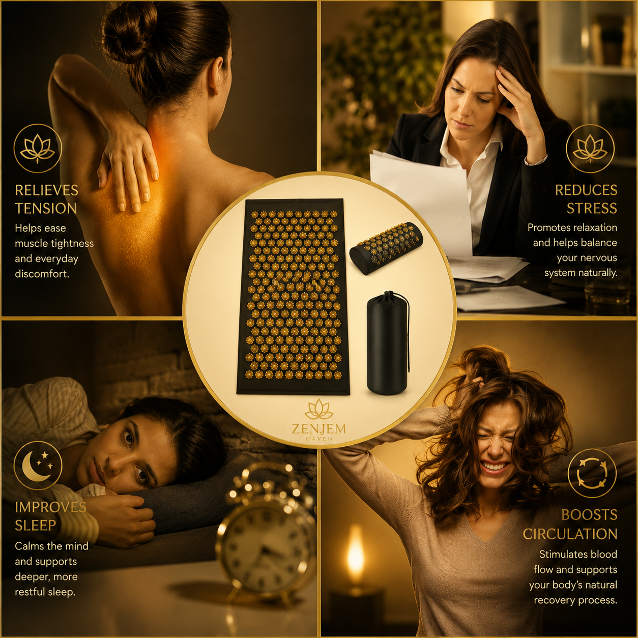 ZenJem Restore™ Acupressure Mat & Pillow Set